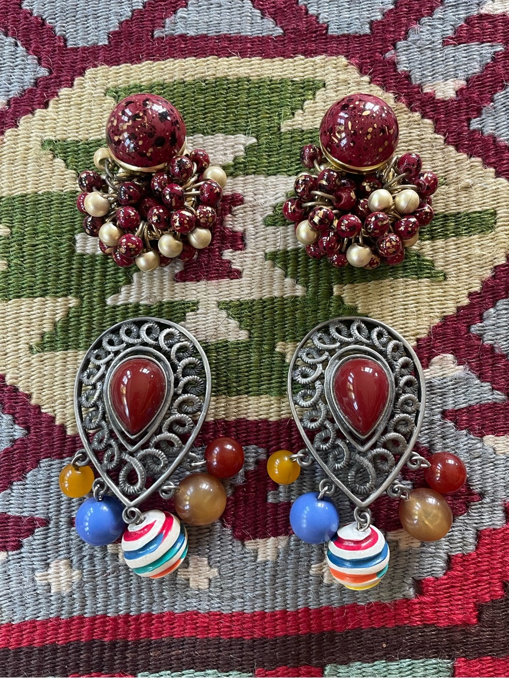Vintage beaded clip on earrings